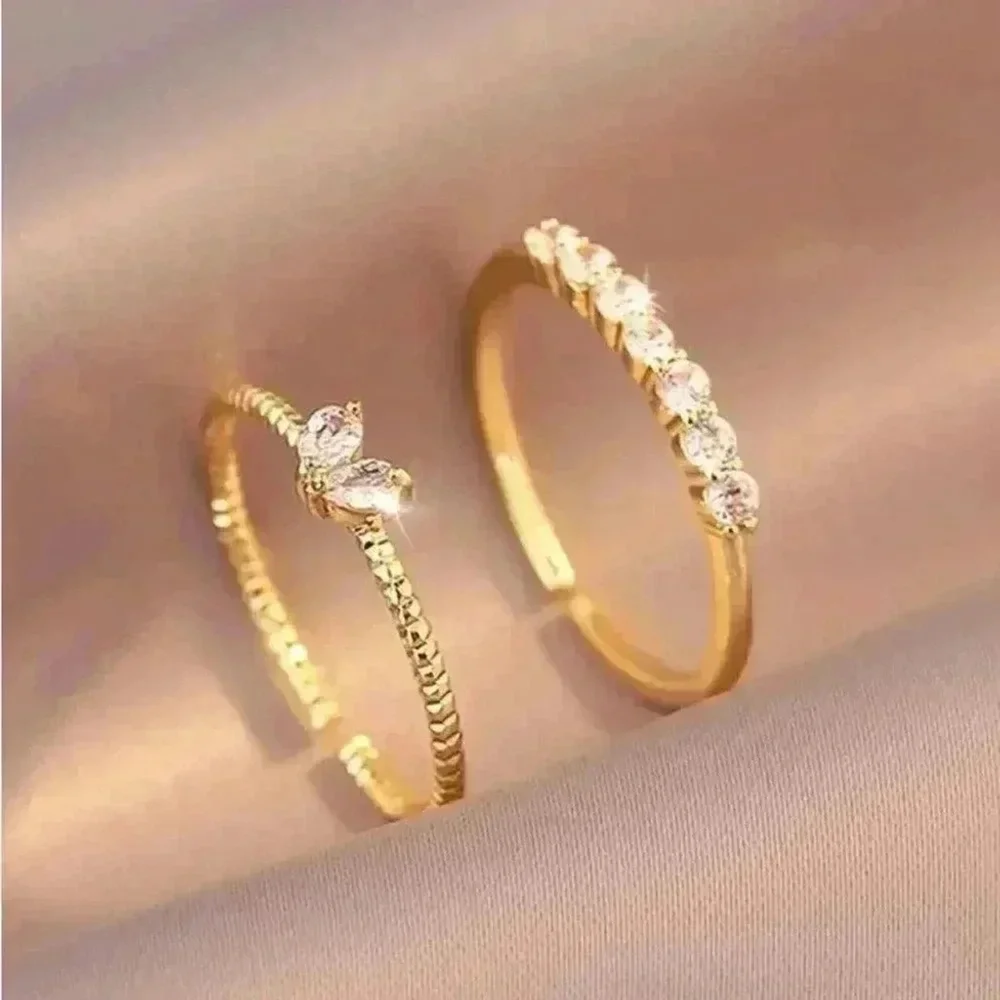 ⚠️Clearance 2 PCs Cubic Zirconia Heart Decor Ring - Picture 5 of 6
